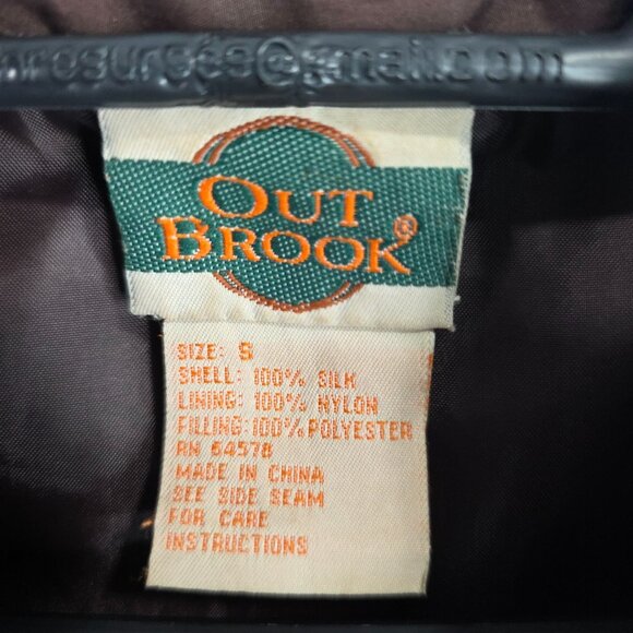 Womens Vintage Outbrook Brown 100% Silk 2 Piece Jacket & Pant Set Outfit Size S - Picture 3 of 14